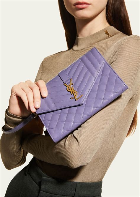 envelope flap ysl clutch bag in grained leather|ysl envelope bag beige.